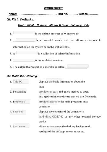 Image result for Class 7th Computer MS Home Tab Worksheet