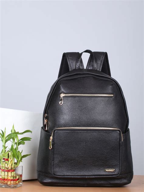 Women's Black Textured Leather Backpack | Teakwood Leathers