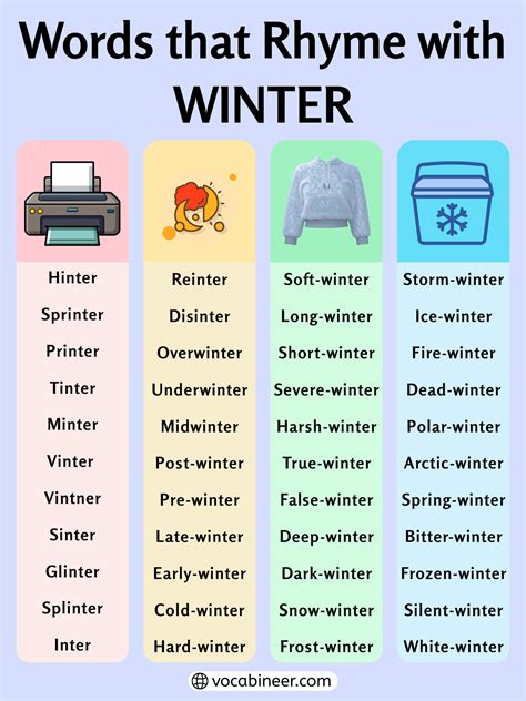 Lovely Rhymes with Winter: 642 Joyful Words Collection