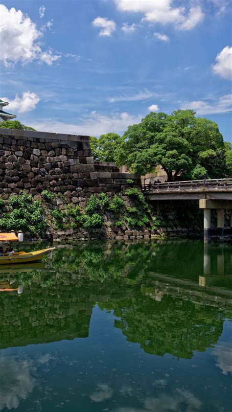 Download wallpaper bridge, river, castle, boat, Japan, Japan, rivers ...