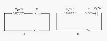 Show in the figure, two electric circuits A and B. Calculate the ratio ...