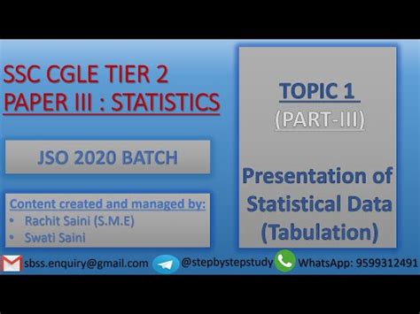 Presentation of Statistical Data Video Lecture - Statistics for SSC CGL