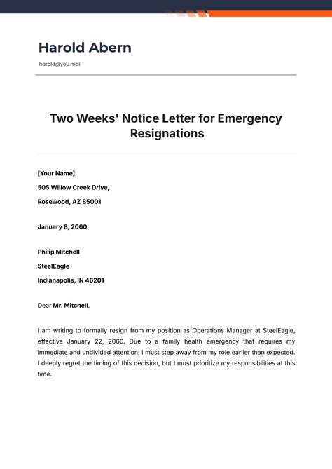 Free Voluntary Resignation Letter Template to Edit Online