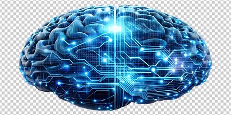 Digital brain illustration with circuits and glowing connections cut ...