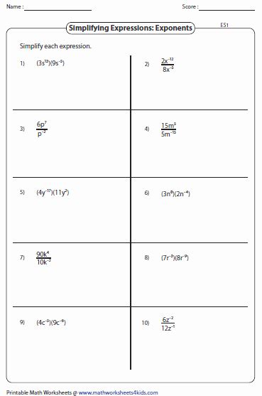 50 Negative Exponents Worksheet Pdf