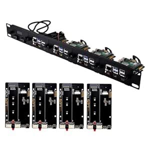 GeeekPi 1U Rack Mount for Raspberry Pi 5/4B, with 4PCS PCIe to M.2 NVMe ...