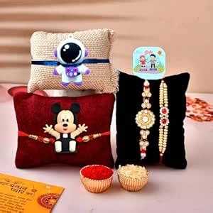 CraftVatika Magnet Rakhi Combo Set of 4 for Bhaiya Brother Bhabhi Kids ...