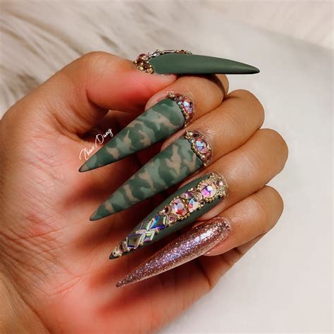 Camouflage Nail Art by @nailsbytdang Camouflage Nails, Camo Nails, Swag Nails, Camo Acrylic ...