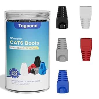 Togconn Cat6A/Cat7 Ethernet RJ45 Boots Strain Relief Boots Cable Cap ...