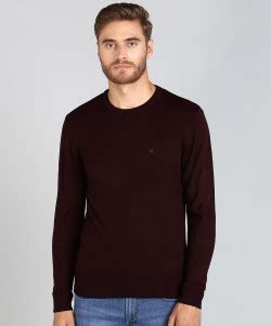 NUMERO UNO Solid Round Neck Casual Men Maroon Sweater - Buy NUMERO UNO ...