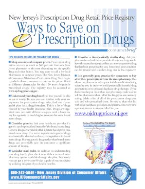 Fillable Online New Jerseys Prescription Drug Retail Price Registry Fax ...