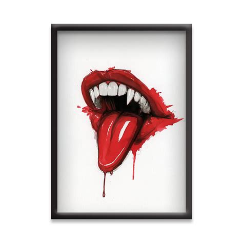 Bloodlust – Bold Vampire Lips Wall Art | Dark Fantasy Poster – Dekorama