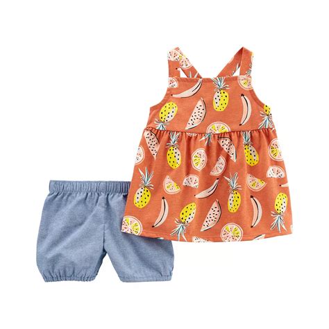 Baby & Toddler Girl Carter's Fruit Tank Top & Chambray Shorts Set