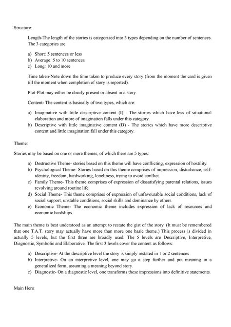 Tat manual updated - Structure: Length-The length of the stories is ...