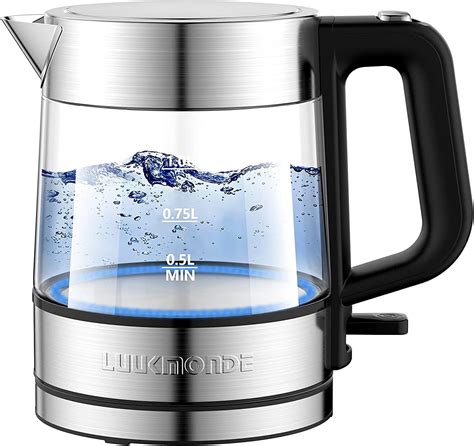 Amazon.com: LUUKMONDE 1500W Electric Kettle, 1 Liter Glass Tea Kettle ...