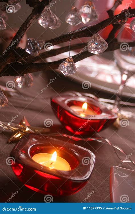 Candles on Christmas table stock image. Image of romantic - 11077935
