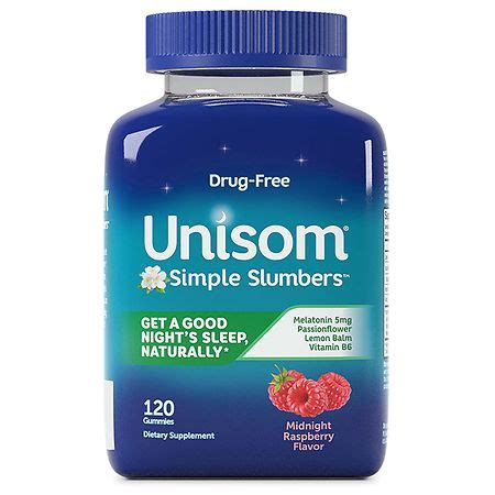 Unisom Simple Slumbers Drug-Free Sleep Aid Gummies Melatonin 5 mg ...