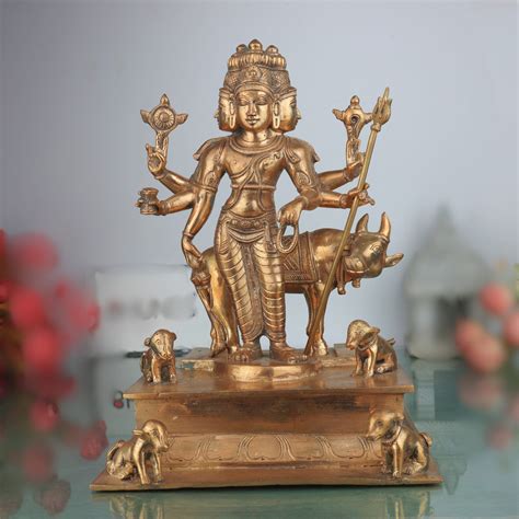brass idol, hindu god statue, pooja murti, home temple decor, spiritual ...