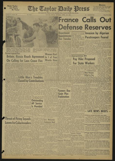 The Taylor Daily Press (Taylor, Tex.), Vol. 48, No. 109, Ed. 1 Monday ...