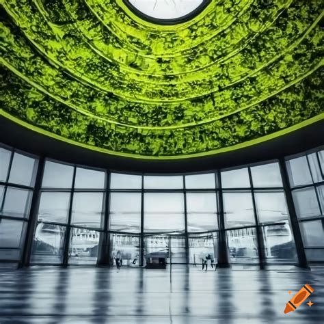 Interior view of airport with lungs-inspired architecture design lined ...