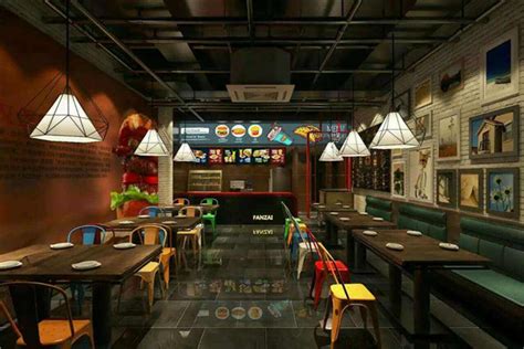 餐饮空间90平米装修案例_效果图 - 汉堡店 - 设计本
