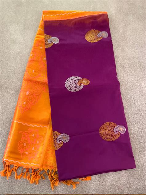 Purple Semi Soft Silk Saree – Ma Thulir