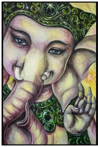 Lord Ganesha Decorative Multicolor Wall Poster (PVC Vinyl 18x12) 3D ...