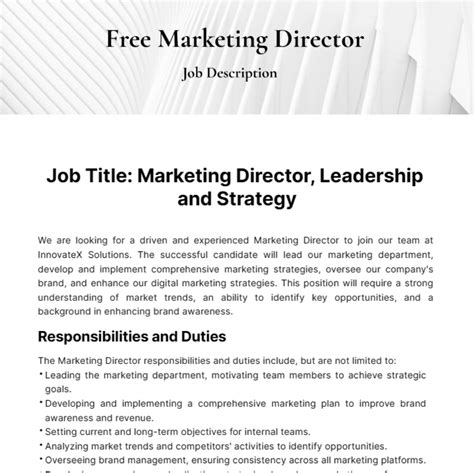 Free Marketing Director Job Description - Edit Online & Download | Template.net