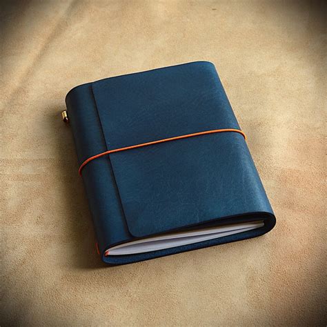 Trifold Traveler's Journal/blue Leather Cover/all Sizes of Midori Style ...