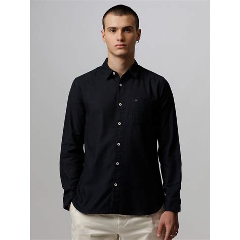 Buy THE BEAR HOUSE Ardor Edition Men Navy Blue Solid Slim Fit Cotton ...