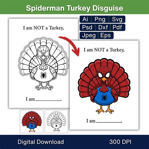 Spiderman Disguise a Turkey Printable, Superhero Turkey Costume, Hide a ...