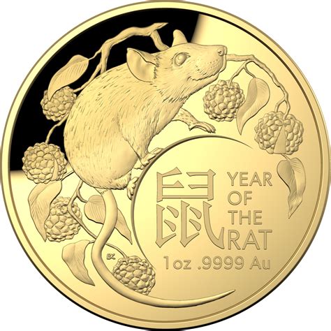 Coins Australia - 2020 生肖系列第一枚—— 鼠1盎司弧面精制金币