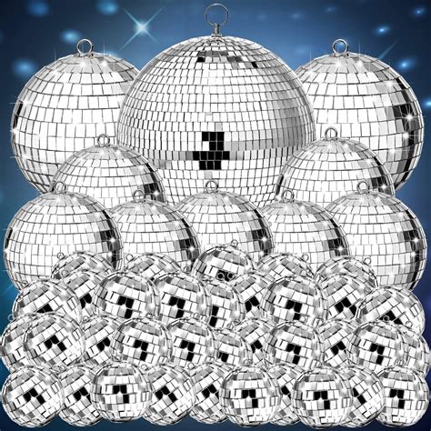 100 Pcs Mirror Disco Balls Decorations Different Sizes Bulk Silver ...
