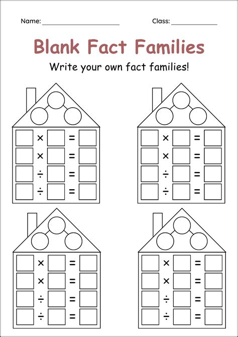 Multiplication And Division Fact Families Worksheets