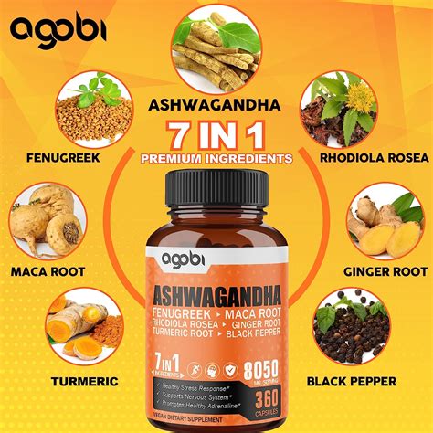 Buy 7 in 1 Ashwagandha 8050mg - Combined With Fenugreek, Maca, Turmeric ...
