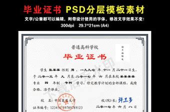 大学毕业证书电子档模板PSD素材_大图网图片素材
