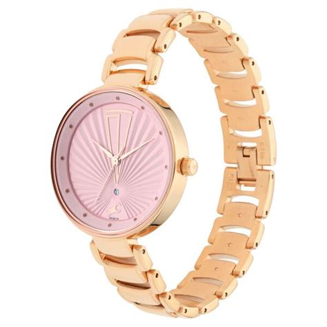 Buy Online Fastrack Ruffles Quartz Analog with Date Pink Dial Stainless ...