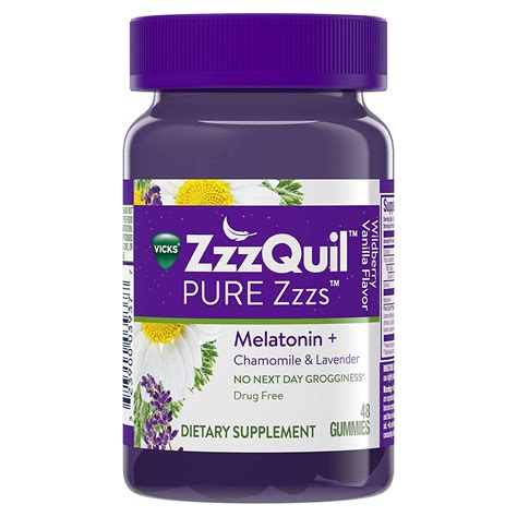 Buy ZzzQuil Pure Zzzs Melatonin Chamomile Lavender Sleep, 48 Gummies ...