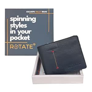 Buy ROTATE Black Designer Bi-Fold Faux Leather 3 ATM Card Slots Wallet ...