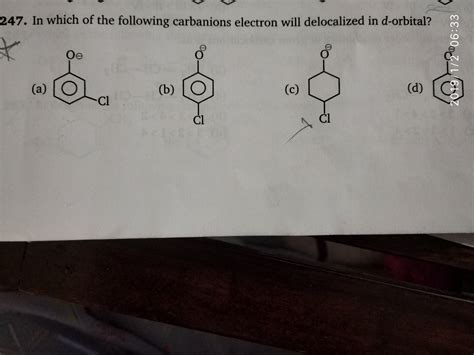 in which of the following carbanion electron will delocalized in d ...