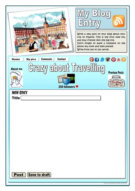 Image result for Example of Blog Post Worksheet for Student