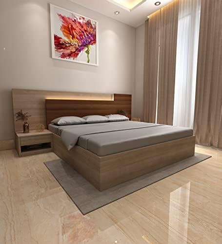 V Create Store King Size Engineered Wood Platform Bed Featuring LED ...