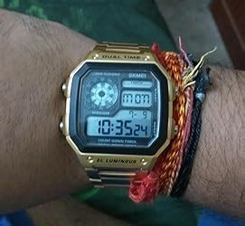 SKMEI Stainless Steel Digital White Dial Men Watch-1335 Gold, Gold Band ...