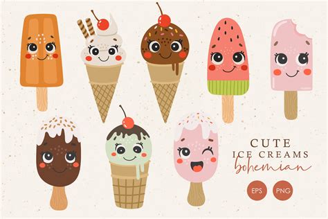 Ice Cream Clipart, Sundae Clip Art, Kawaii Buds Clip Art, Scoops Clip ...