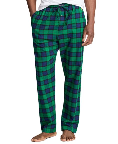 Polo Ralph Lauren Men's Plaid Flannel Pajama Pants In Green And Blue ...
