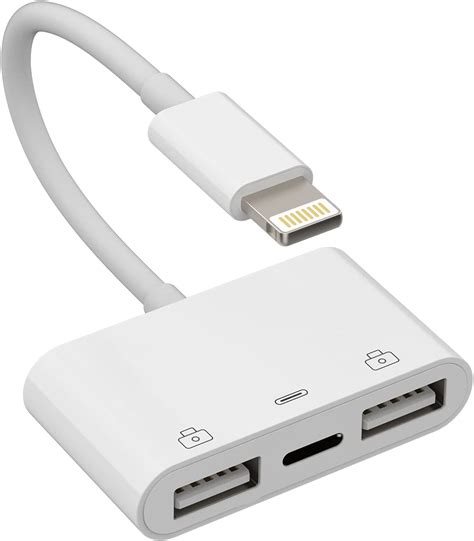 Amazon.co.jp: Lightning USB変換アダプタ（3 in 1）デュアルUSB3.0 OTGアダプター 同時きゅうそく充電 ...