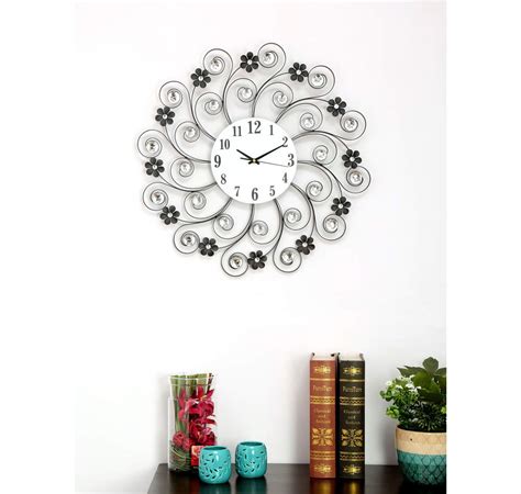 Buy @home by Nilkamal Twigs Crystal Metal Wall Clock (5.51 cm x 57.98 ...
