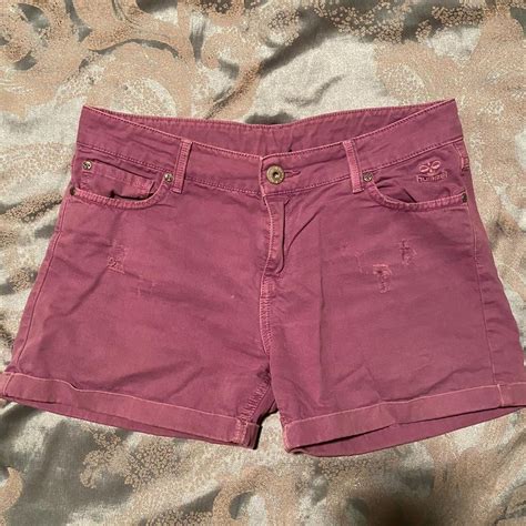 Lilac Purple denim shorts From Hummel size... - Depop