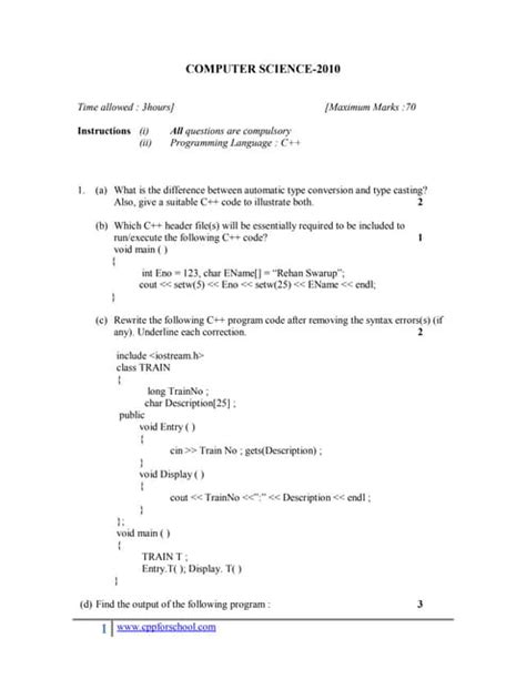 Image result for Computer Science Question Paper