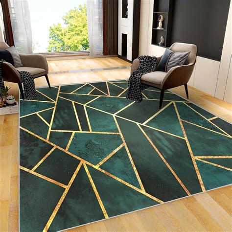 Amazon.com: Tyrot Luxury Emerald Green Area Rug Modern Abstract ...